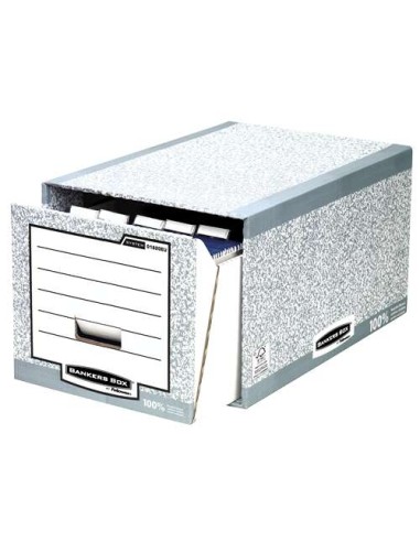 Caixa Arquivadora Fellowes Bankers Box - Montagem Manual - Papelão Reciclado Certificação FSC - Cor Cinza