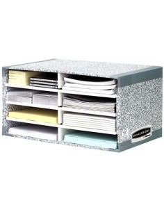 Fellowes Bankers Box Classificador de Mesa - Montagem Automática Fastfold - Papelão Reciclado Certificação FSC - Cor Cinza