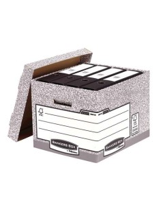 Fellowes Bankers Box Caixa de Arquivo - Montagem Automática Fastfold - Cartão Reciclado Certificação FSC - Cor Cinza