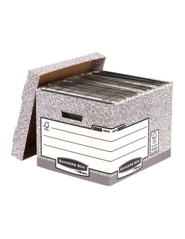 Fellowes Bankers Box Caixa de Arquivo - Montagem Automática Fastfold - Cartão Reciclado Certificação FSC - Cor Cinza
