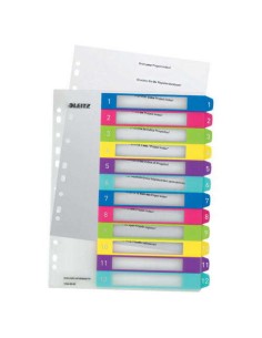 Leitz WOW Índice de Plástico Imprimível Multicolor 12 Abas - Multifuros - Formato A4 - Cor Translúcida
