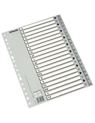 Esselte Índice Alfabético de Plástico com Capa Índice Folio Tipo A-Z Multifuros - Cartolina Índice: Cartão Branco e Preto