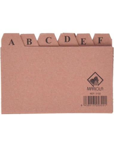Mariola Índice A-Z Nº2 para Ficheiro - Medidas 125x75mm - Cor Marrom