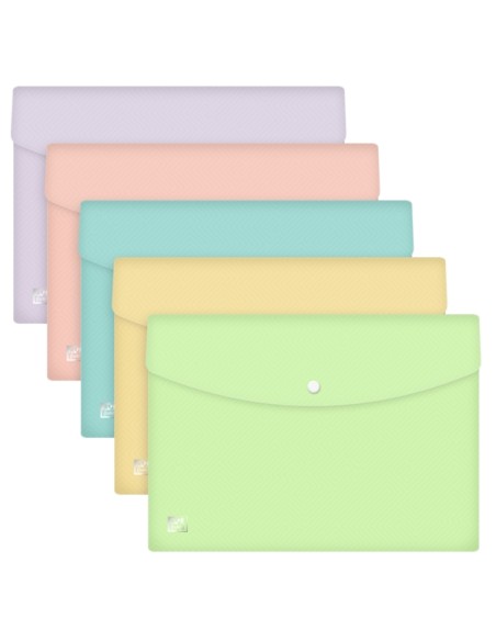 Oxford Urban A4 Pasta para Documentos de Plástico Rígido Translúcido A4 - Capacidade até 40 Folhas - Fecho de Pressão - Cores P