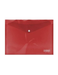 Ingraf Pasta para Documentos A4 - Fecho de Pressão - Polipropileno Cristal Transparente - Cor Vermelha