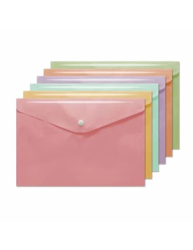 Bismark Pasta para Documentos A6 - Fecho de Pressão - Fabricado em Polipropileno - Cores Pastel Sortidas