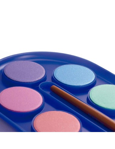 Estojo de 12 Aquarelas Ø30 mm + Pincel Série 101 - Misturável - Cores Fluorescentes e Metalizadas