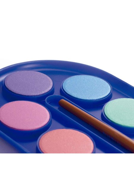 Estojo de 12 Aquarelas Ø30 mm + Pincel Série 101 - Misturável - Cores Fluorescentes e Metalizadas