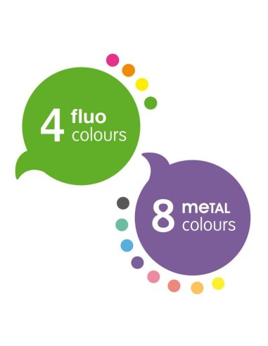 Estojo de 12 Aquarelas Ø30 mm + Pincel Série 101 - Misturável - Cores Fluorescentes e Metalizadas