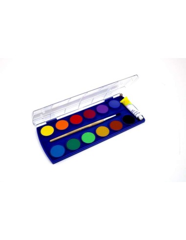 Pelikan Aquarelas Escolares - 12 Cores - Aquarela Escolar F355 - Caixa de 12 Cores + 1 Pincel - Fáceis de Diluir - Resistentes 
