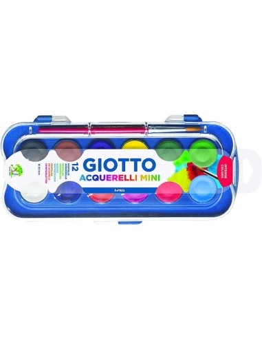 Giotto Pack de 12 Aquarelas Mini 23mm. - Cores Luminosas - Evita a Dispersão da Água