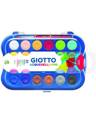 Giotto Pack de 24 Aquarelas Mini 23mm. - Cores Luminosas - Evita a Dispersão da Água