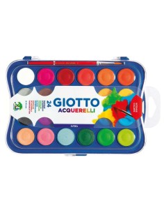 Giotto Estojo de 24 Aquarelas de 30mm + Pincel - Cores Brilhantes, Intensas e Vivas - Alta Cobertura - Cores Sortidas