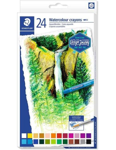 Staedtler Lápis Aquareláveis 223 Pacote de 24 Lápis de Cera - Fácil de Misturar - Extremamente Opacos - Cores Sortidas