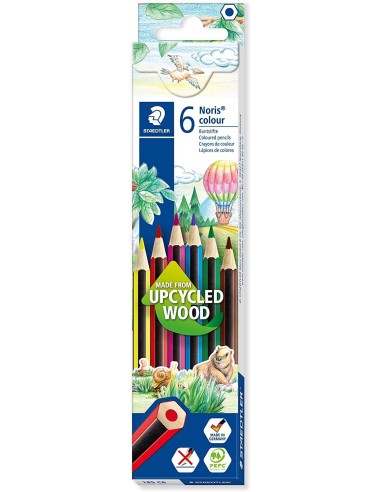 Staedtler Noris Colour 185 Pack de 6 Lápis Hexagonais de Cor - Resistência à Quebra - Material Wopex - Cores Sortidas
