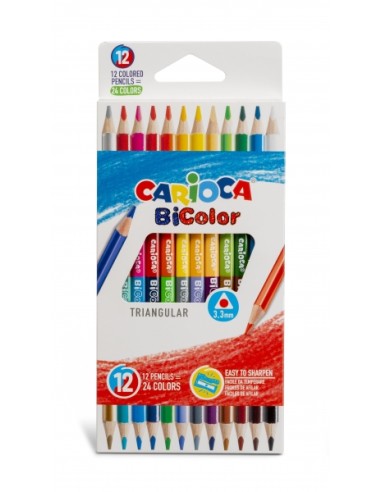 Carioca Pack de 12 Lápis Triangulares - Mina de Alta Qualidade - Alta Resistência à Quebra - Fácil de Apontar - Cores Brilhante