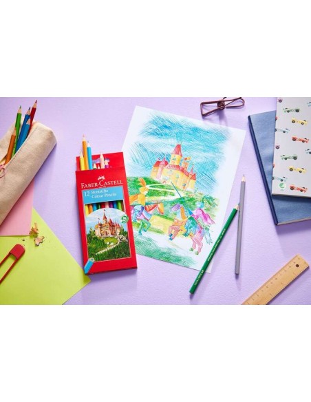 Faber-Castell Classic Colour Pack de 12 Lápis de Cor Hexagonais - Resistência à Quebra - Cores Sortidas