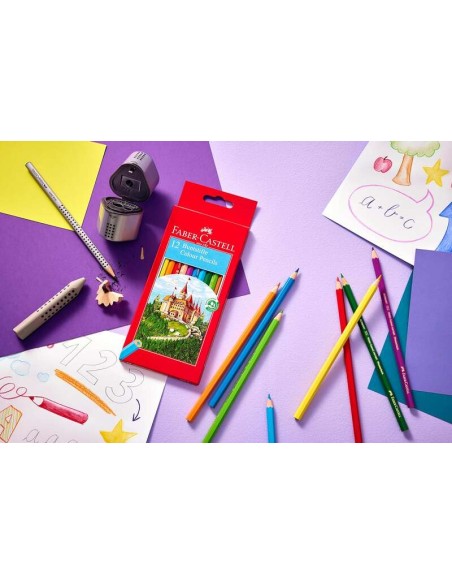 Faber-Castell Classic Colour Pack de 12 Lápis de Cor Hexagonais - Resistência à Quebra - Cores Sortidas