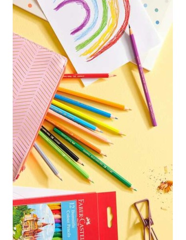 Faber-Castell Classic Colour Pack de 12 Lápis de Cor Hexagonais - Resistência à Quebra - Cores Sortidas