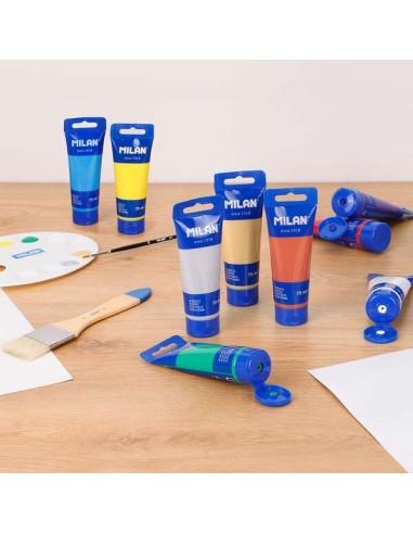 Tubo de Tinta Acrílica Milan 75ml - Pigmentos de Alta Qualidade - Misturável - Cor Ouro