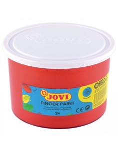 Jovi Tinta para Dedos Frasco de 500ml - Ingredientes Naturais - Cores Misturáveis - Textura Gelatinosa - Lavável - Cor Vermelha