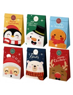 Dohe Natal Pack de 12 Sacos de Papel 22x12x8cm - 2 Sacos por Modelo - Alta Resistência