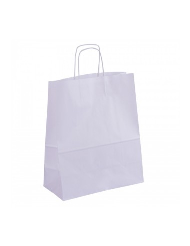 Apli Pack de 50 Sacos Kraft - Alta Resistência - Alças Torcidas - Reutilizáveis e Recicláveis - Cor Branca