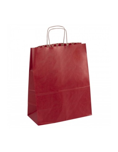 Apli Pack de 50 Sacos Kraft - Alta Resistência - Alças Torcidas - Reutilizáveis e Recicláveis - Cor Vermelha