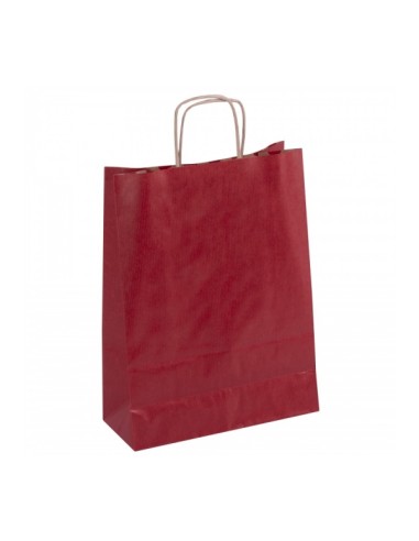 Apli Pacote de 50 Sacos Kraft - Alta Resistência - Alças Torcidas - Reutilizáveis e Recicláveis - Cor Vermelha