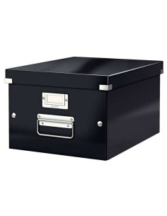 Leitz Click & Store WOW Caixa Organizadora Média - Alças de Metal - 85% Papelão Reciclado - Até 9kg de Capacidade - Cor Preta