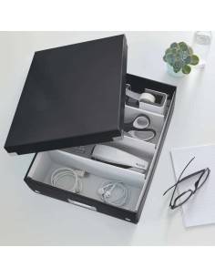 Leitz Click & Store WOW Caixa Organizadora Média - Divide-se em 2, 3 ou 4 Compartimentos - 85% Papelão Reciclado - Cor Preta 2