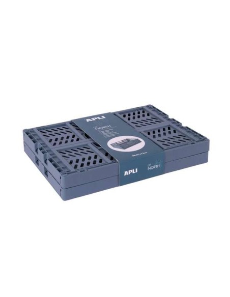 Apli Up North Pack de 2 Caixas de Plástico Dobráveis e Empilháveis - Tamanho 290x210x120mm - Ideal para Ferramentas, Brinquedos