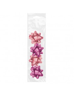 Dohe Chic Pacote de 4 Laços para Presente - Forma de Estrela - Tamanho 6,5cm - Cor Rosa