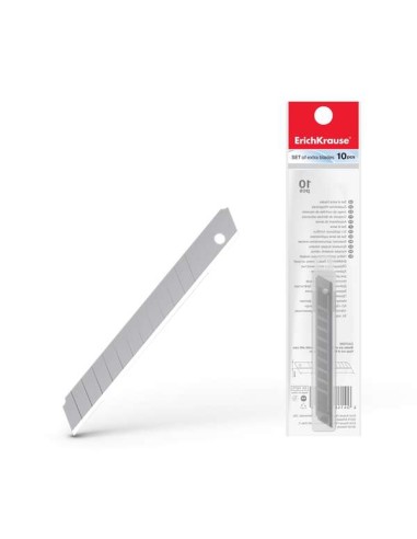 Erichkrause Pacote de 10 Lâminas de Substituição de Aço Segmentado - Medidas 9mm x 0.5mm - Afiado de Dupla Face - Resistente ao