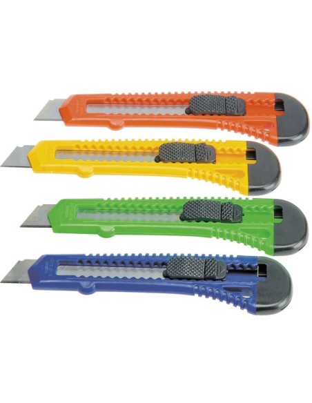 Cortador Bismark Grande Retrátil - Medidas 17x8x15cm - Cabo de Plástico - Trava de Segurança - Cores Sortidas