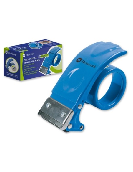 Bismark Dispensador Metálico Manual para Rolos de até 50mm de Largura - Lâmina de Aço - Cor Azul