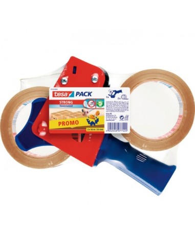 Tesa Conjunto de Dispensador + 2 Rolos de Fita Adesiva Transparente 50mm x 66 Metros