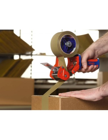 Tesa 6400 Comfort Dispensador para Rolos de até 50mm - Sistema de Lâmina Protegida - Tensão Ajustável Manualmente - Cor Vermelh