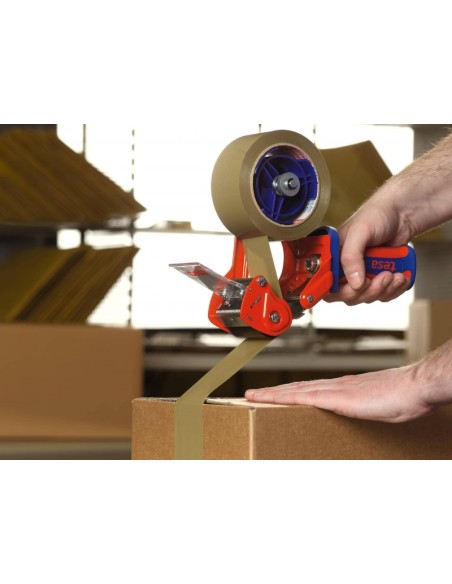 Tesa 6400 Comfort Dispensador para Rolos de até 50mm - Sistema de Lâmina Protegida - Tensão Ajustável Manualmente - Cor Vermelh