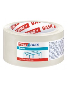 Tesa Basic Fita de Embalagem 50mm x 66 Metros - Fabricada em Polipropileno - Adesivo Ecológico - Transparente