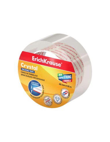 Erichkrause Crystal Fita de Embalagem 48mmx50m - Polipropileno - Resistente e Durável - Transparente