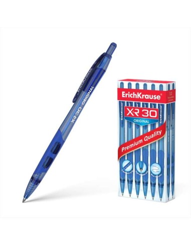 Erichkrause Caneta Automática Xr-30 - Corpo Translúcido Redondo - Zona de Aderência Ergonômica - Ponta de 5 Canais - Tinta de S