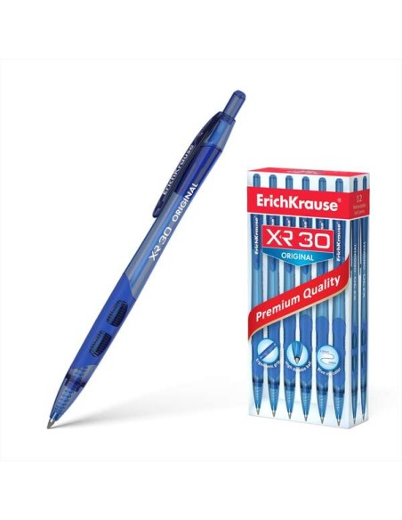 Erichkrause Caneta Automática Xr-30 - Corpo Translúcido Redondo - Zona de Aderência Ergonômica - Ponta de 5 Canais - Tinta de S