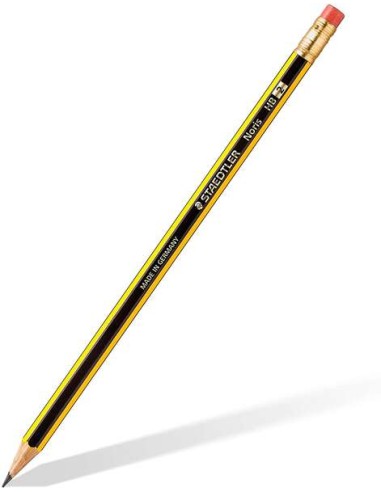 Staedtler Noris 122 Lápis de Grafite Hexagonal com Borracha - Mina HB - Resistência à Quebra - Sem PVC nem Látex