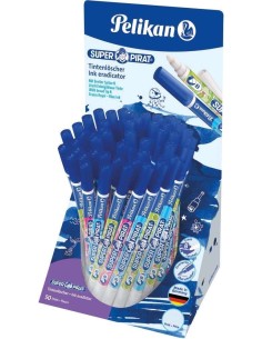 Pelikan Expositor de 50 Canetas Super Pirat 850 B - Apagador de Tinta de Caneta Estilográfica e Roller - Ponta Branca e Reescre