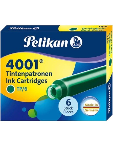 Pelikan Caixa de 6 Cartuchos 4001 TP/6 - Refil para Caneta Tinteiro - Cor Verde Escuro