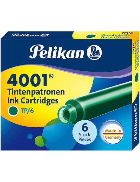 Pelikan Caixa de 6 Cartuchos 4001 TP/6 - Refil para Caneta Tinteiro - Cor Verde Escuro