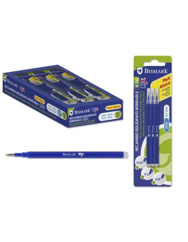 Bismark Fix Pack de 3 Recargas para Caneta Apagável - Ponta Fina 0.7mm - Cor Azul