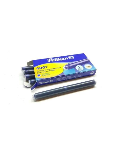 Pelikan 4001 GTP/5 Pacote de 5 Cartuchos Longos - Tinta de Alta Qualidade - Compatível com Canetas Tinteiro - Cor Azul Real