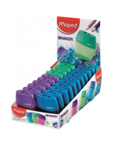 Maped Shaker Apara-lápis de 2 Orifícios com Depósito de Grande Capacidade - Forma Ergonômica - Cores Sortidas